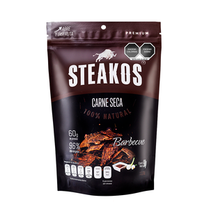 Carne seca Steakos, Sabor BBQ, 90g (8 piezas)